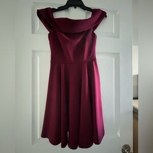 Size 3/4 B Darlin Maroon Off-Shoulder Dress